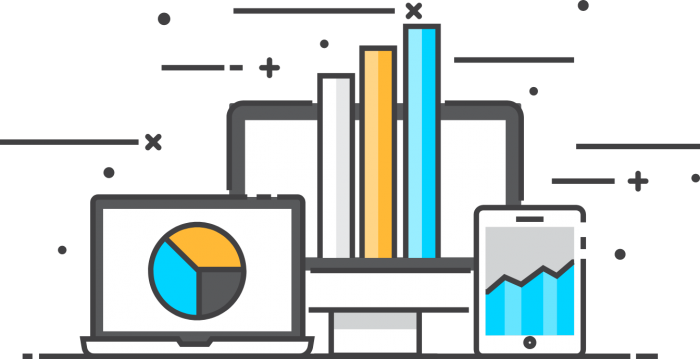 Laptop screen graphs - management reporting